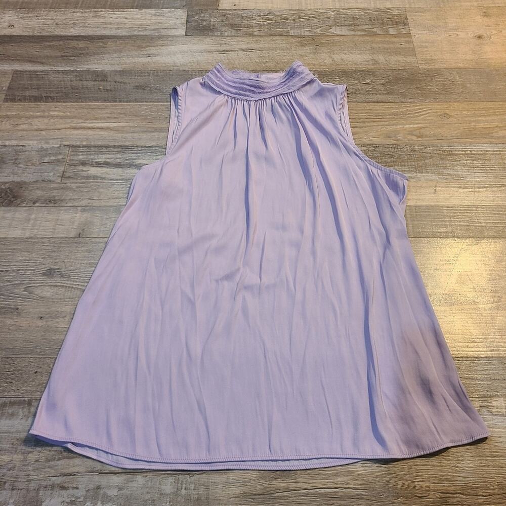 Worthington small womens lavender tank top blouse with mandarin collar
